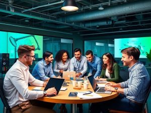 BizSmart 40 Grup divers de profesioniști colaborând la o masă.